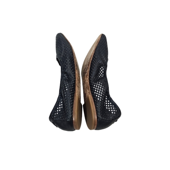 Tory Burch Black Whittaker Perforated Leather Ballerina Flats - Picture 4 of 9